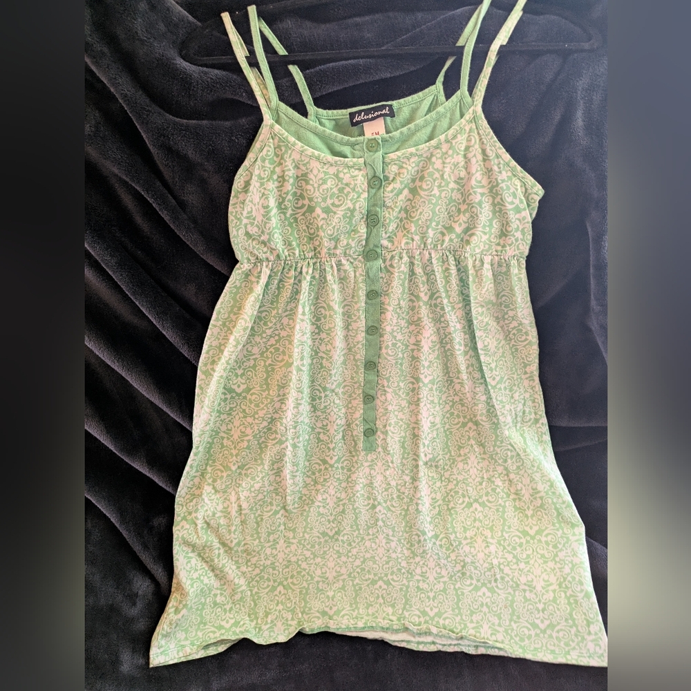 Delirious Mint-Green Printed Spaghetti Strap Dress